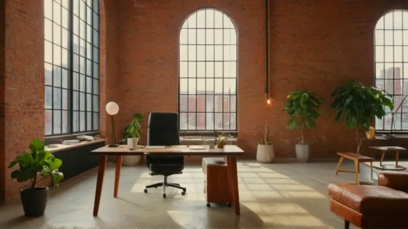 Persona concentrada en un loft luminoso