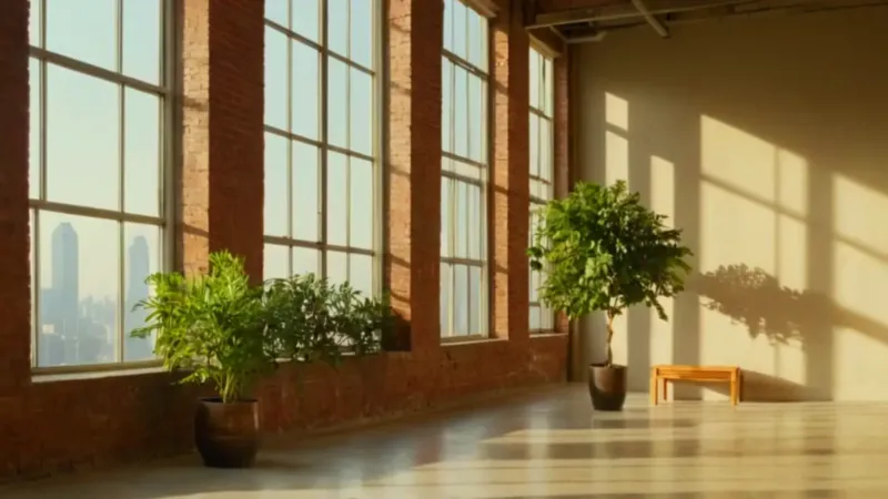 Loft luminoso con una figura solitaria