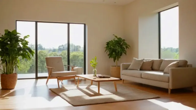 Persona en un salón moderno y luminoso