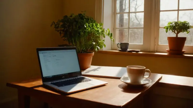 Persona trabajando con la luz del atardecer