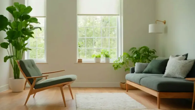 Calma matutina en un salón soleado