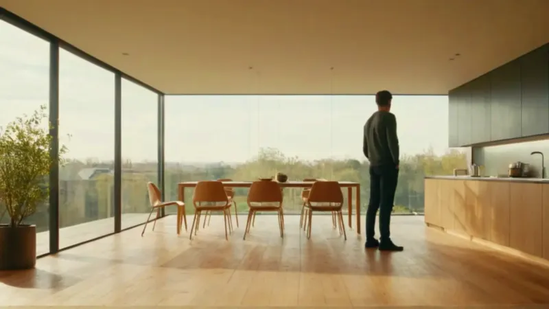 Hombre en un luminoso interior moderno