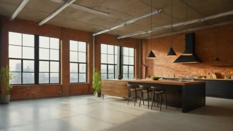 Amplio loft industrial inundado de luz natural