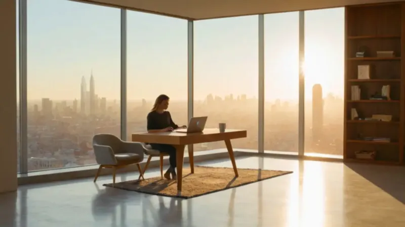 Persona trabajando bajo el sol de la tarde