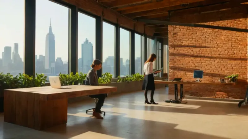 Trabajo enfocado en un loft soleado