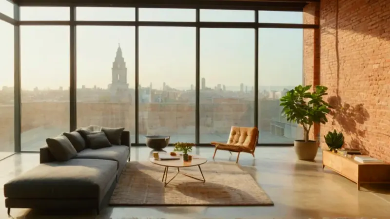 Luminoso loft con alguien trabajando tranquilamente