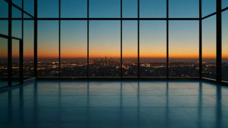 Una silueta contempla el atardecer urbano