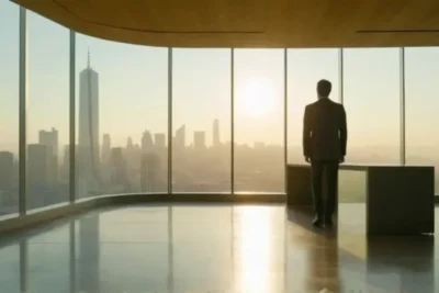 Silueta contempla datos frente a la ciudad