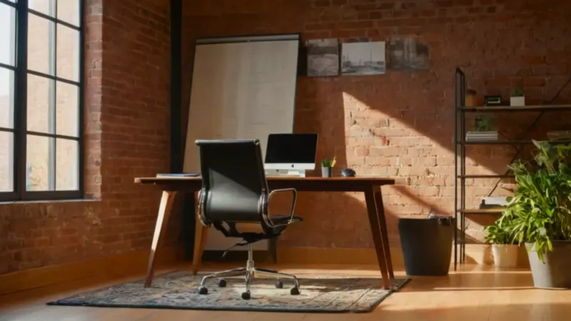 Alguien trabaja en un loft soleado