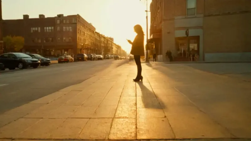Persona capturando un atardecer urbano