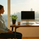 Espacio de trabajo tranquilo al atardecer