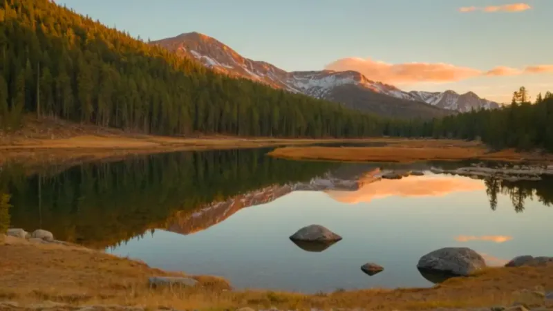 Una figura contempla el sereno lago montañoso