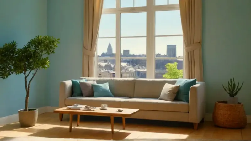 Alguien se relaja en el sofá con su portátil