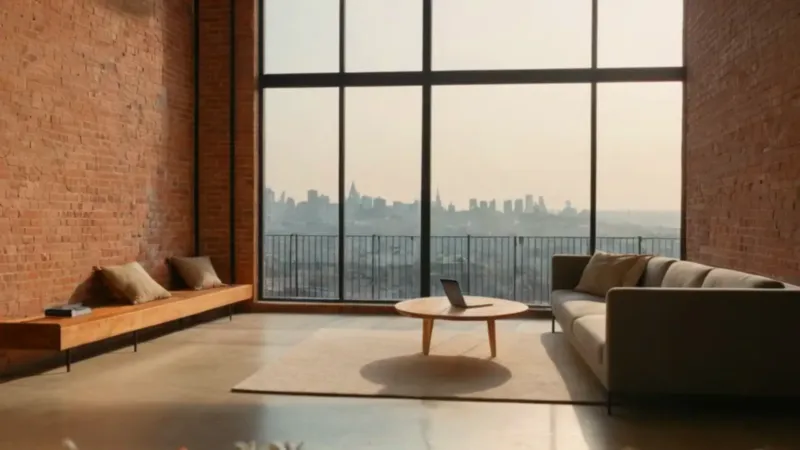 Persona trabaja en un loft luminoso