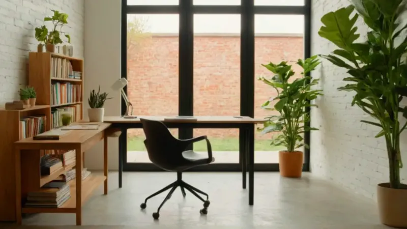 Una persona trabaja en un loft luminoso