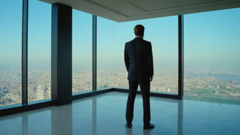 Hombre observa la ciudad desde lo alto