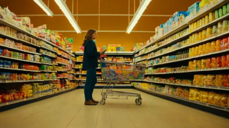 Persona comprando en un pasillo de supermercado