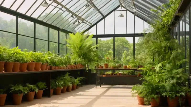 Una persona trabaja rodeada de plantas y luz