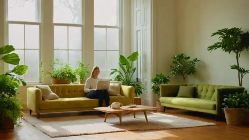 Alguien se relaja en un sofá luminoso