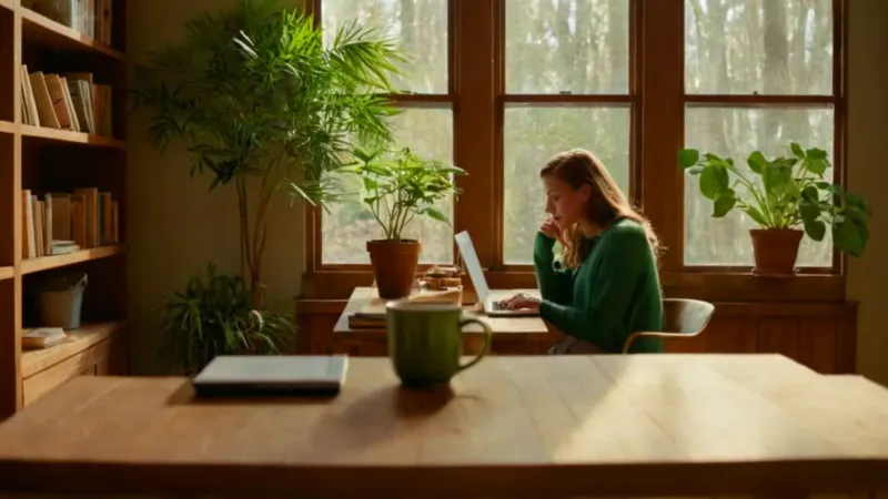 Ambiente sereno de trabajo en casa