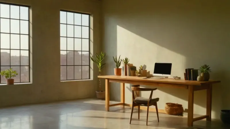 Mujer trabaja a la luz del atardecer