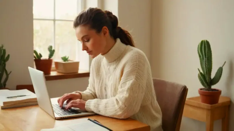 Persona trabajando en un escritorio bien iluminado