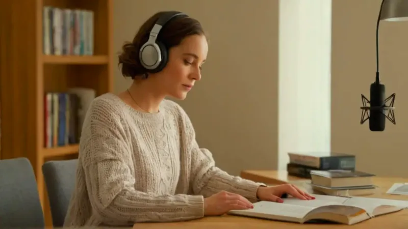 Mujer concentrada creando en su estudio casero