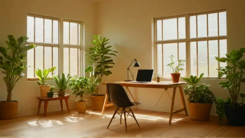 Persona concentrada en una habitación soleada
